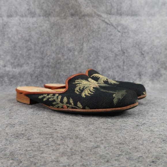 Talbots Shoes - Talbots Shoes Women 5.5 Mule Slip On Fashion Classic Palm Tree Needlepoint Black